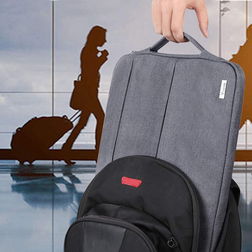 V  11-12 Inch Waterproof Laptop Sleeve with Handle, Grey | Water-Resistant Oxford Sleeve Fits Macbook Air 11, Surface Pro and Chromebook; Velvet Padding, 2 Zipper Pockets and Handle