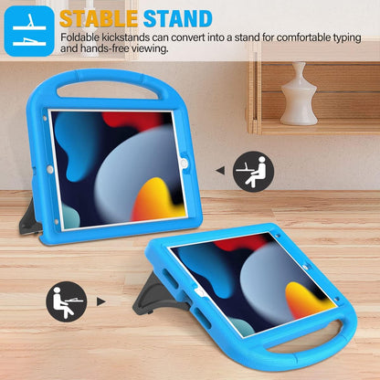 Children's Protective Case for iPad 9th/8th/7th Generation - 10.2 Inch (2021/2020/2019) with Built-In Screen Protector, Durable Shockproof Handle Stand, Blue