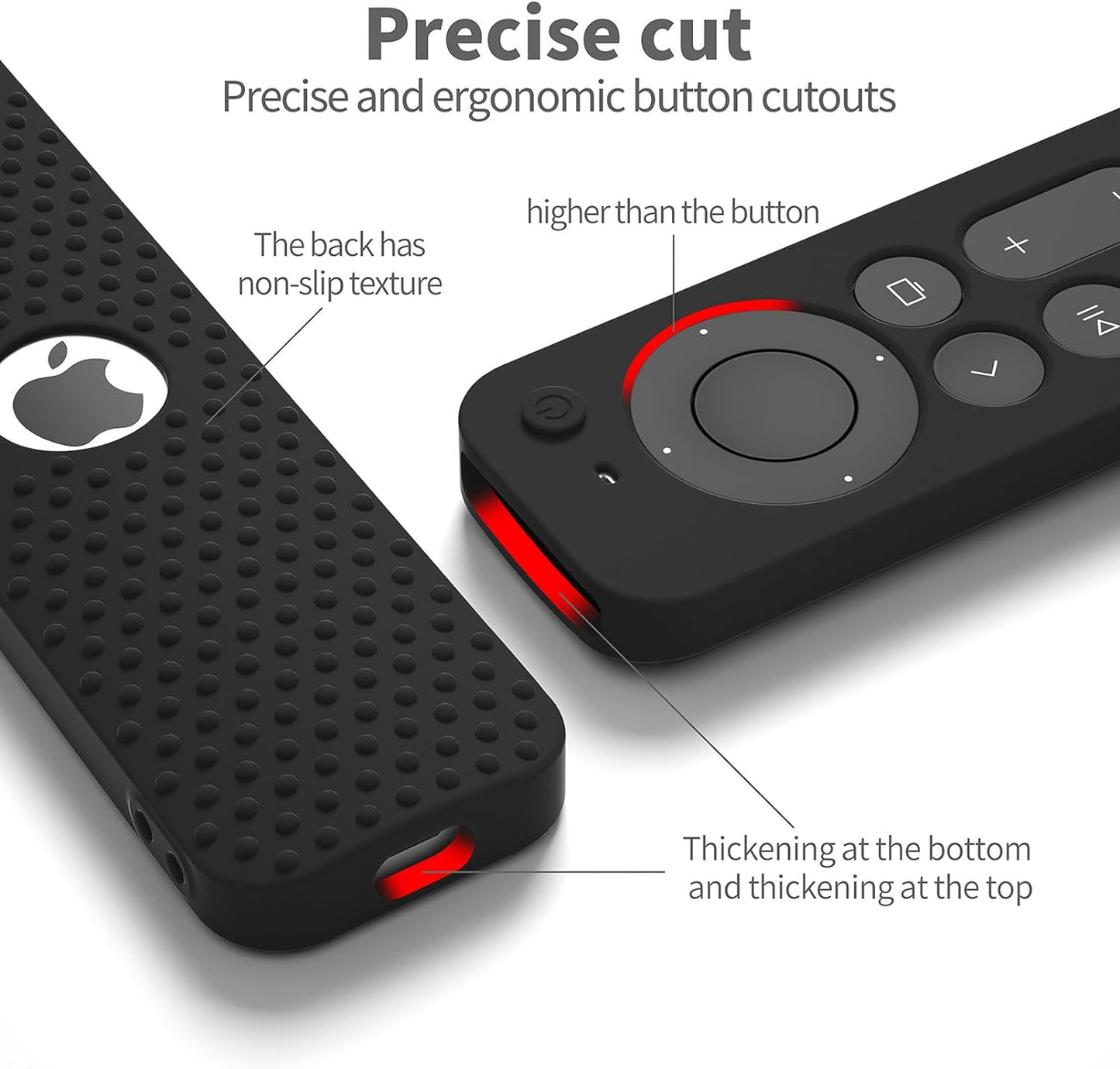 Silicone Protective Cover for Apple TV Siri Remote (3rd Gen, 2023) - Shockproof Case with Lanyard for Apple TV 4K (2nd Gen, 2021) - Black