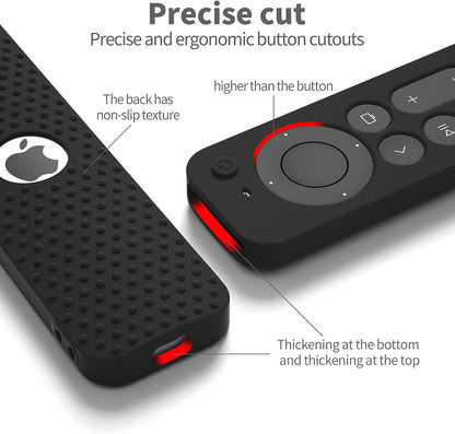 Silicone Protective Cover for Apple TV Siri Remote (3rd Gen, 2023) - Shockproof Case with Lanyard for Apple TV 4K (2nd Gen, 2021) - Black