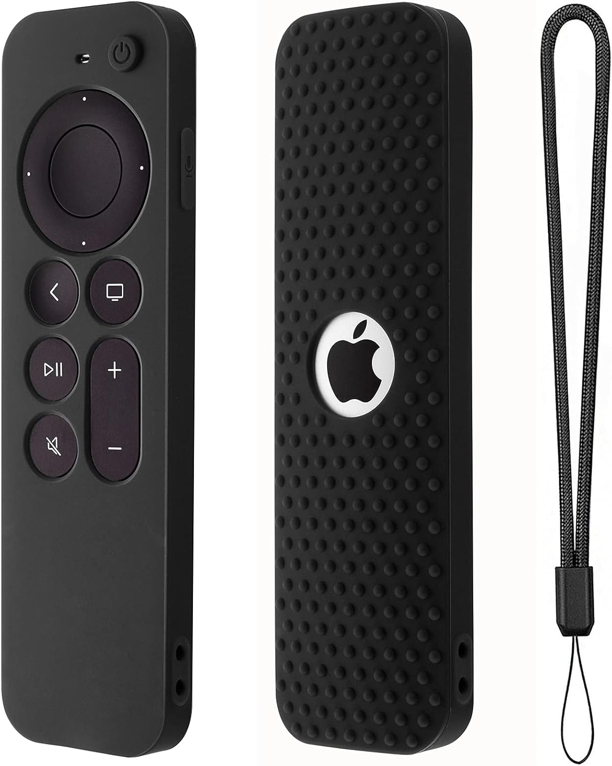 Silicone Protective Cover for Apple TV Siri Remote (3rd Gen, 2023) - Shockproof Case with Lanyard for Apple TV 4K (2nd Gen, 2021) - Black