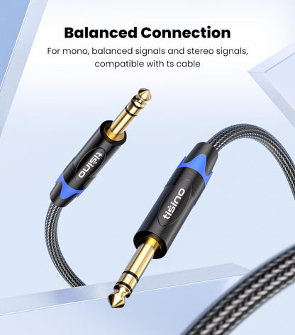 1/4 Inch TRS Balanced Stereo Audio Cable - Male to Male Pro Interconnect Cable for Guitar, Nylon Braid - 3 FT