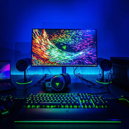 Razer Nommo Chroma: Custom Woven 3" Glass Fiber Drivers - Rear-Facing Bass Ports - Bass Knob W/Automatic Gain Control Chroma Enabled - Full Range 2.0 PC Gaming Speakers, Black