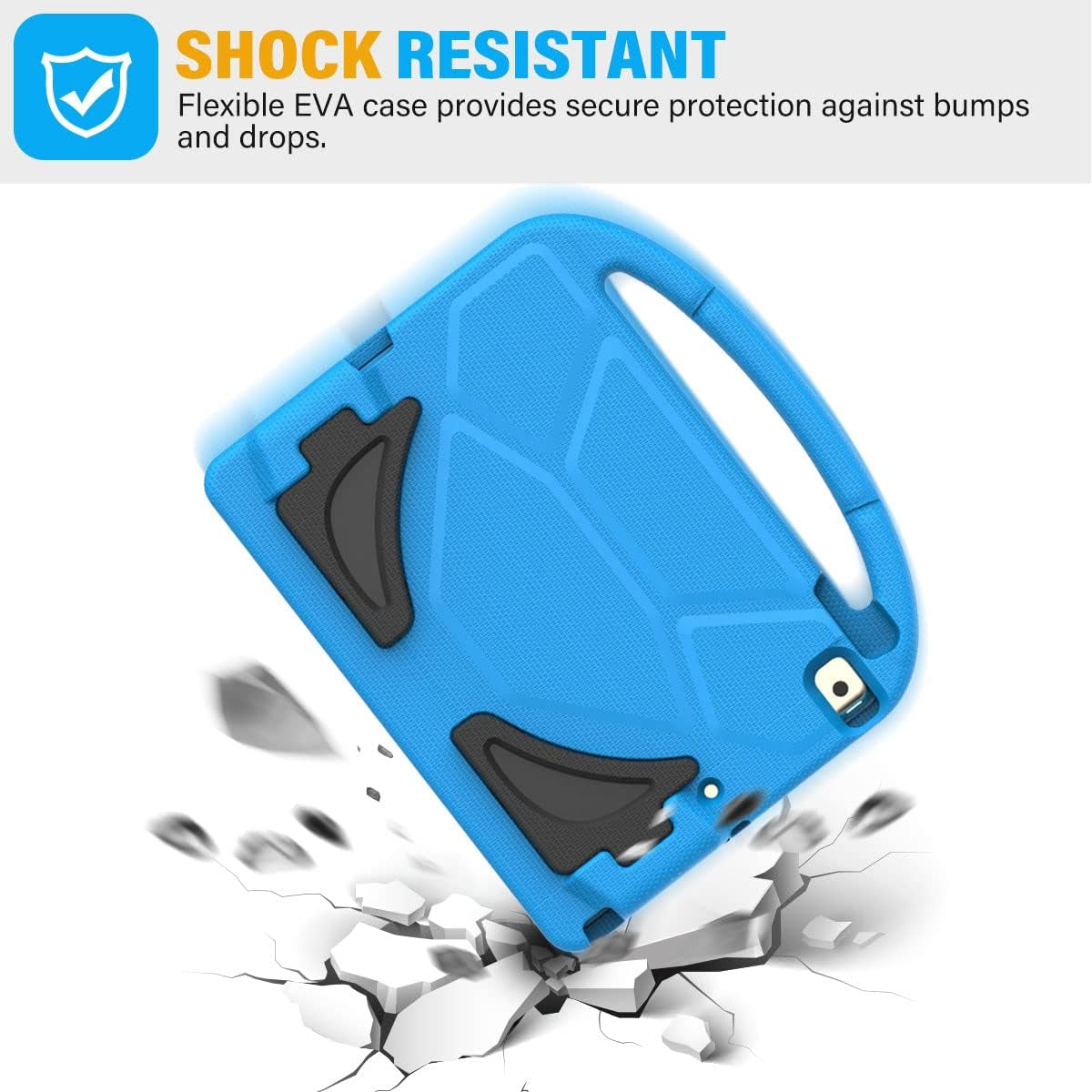 Children's Protective Case for iPad 9th/8th/7th Generation - 10.2 Inch (2021/2020/2019) with Built-In Screen Protector, Durable Shockproof Handle Stand, Blue