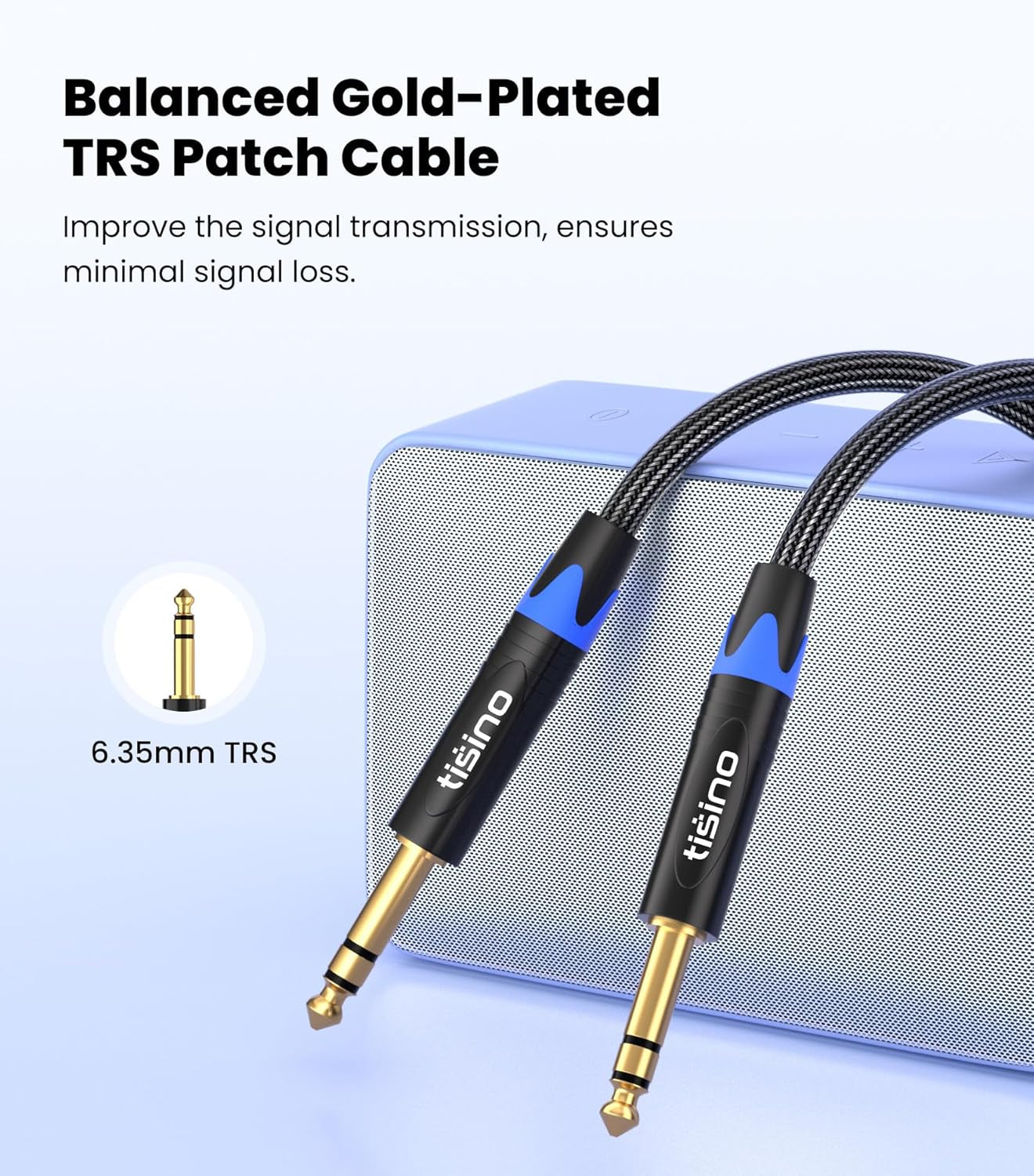 1/4 Inch TRS Balanced Stereo Audio Cable - Male to Male Pro Interconnect Cable for Guitar, Nylon Braid - 3 FT