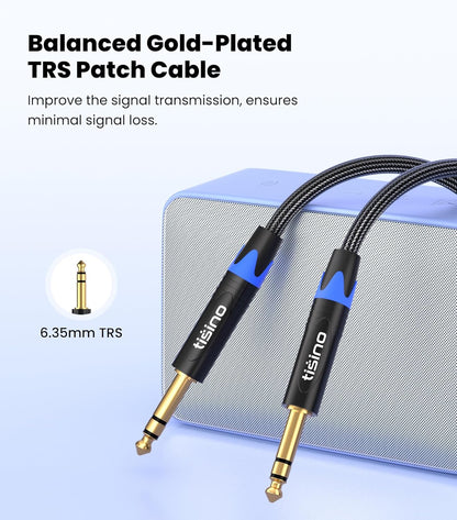 1/4 Inch TRS Balanced Stereo Audio Cable - Male to Male Pro Interconnect Cable for Guitar, Nylon Braid - 3 FT