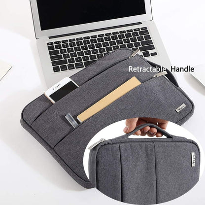 V  11-12 Inch Waterproof Laptop Sleeve with Handle, Grey | Water-Resistant Oxford Sleeve Fits Macbook Air 11, Surface Pro and Chromebook; Velvet Padding, 2 Zipper Pockets and Handle